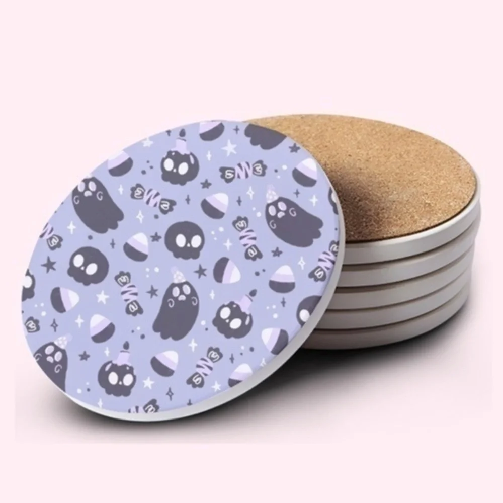 Purple Halloween Ceramic Coasters
